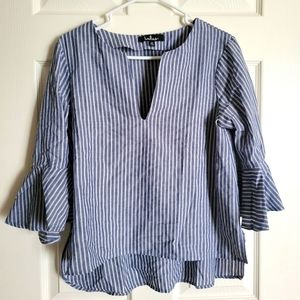 Take Me Somewhere Blue and White Striped Top